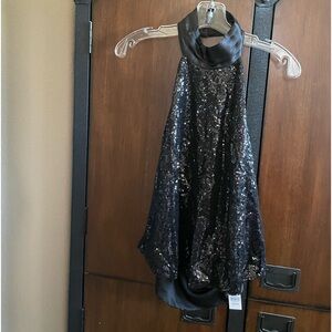 Black Sequin Halter Top, New York & Company, Sz Medium, NWT